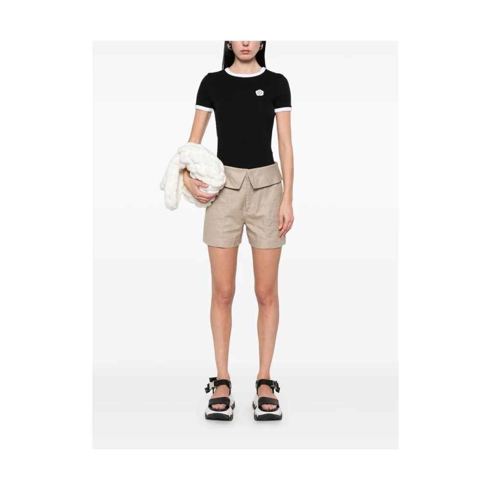 Kenzo Zwarte Geribbelde Boorden T-shirt Black Dames