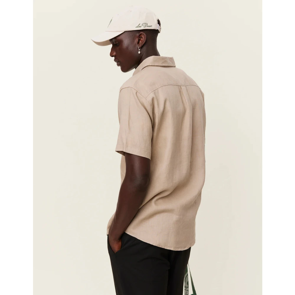 Les Deux Linnen korte mouwen overhemd Beige Heren