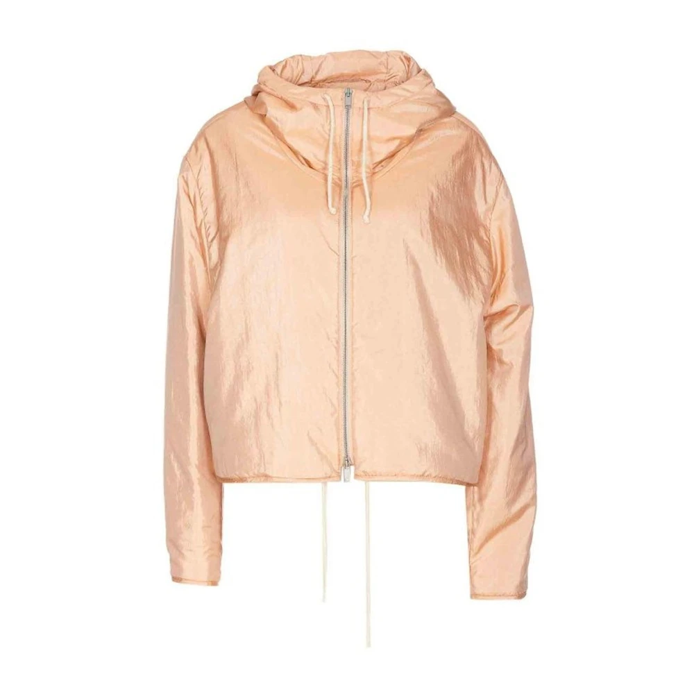 Jil Sander Silk Zip-Up Hooded Jacket - Female - Light Jackets - Pink - S - Jackets