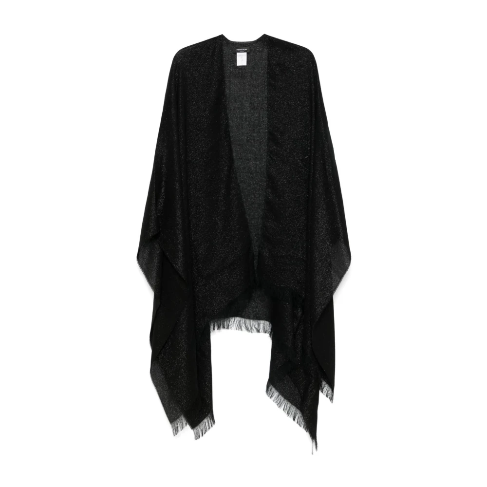 Fabiana Filippi Zwart Franje Detail Open Voorkant Jas Black Dames