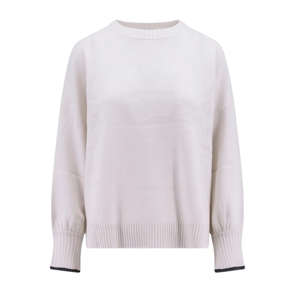 BRUNELLO CUCINELLI Witte Kasjmiertrui Elegante Stijl White Dames