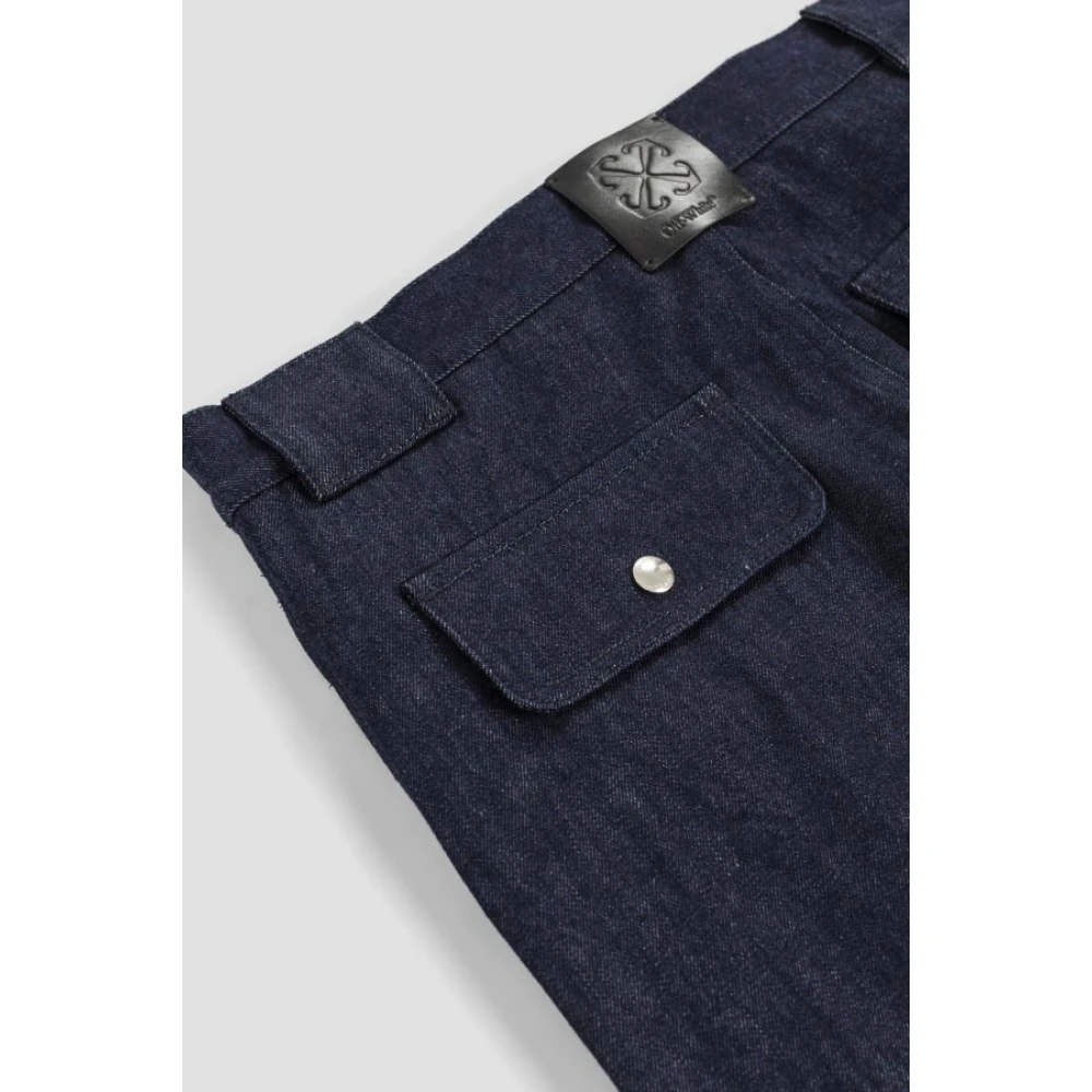 Off White Blauwe Denim Cargo Broek Blue Heren