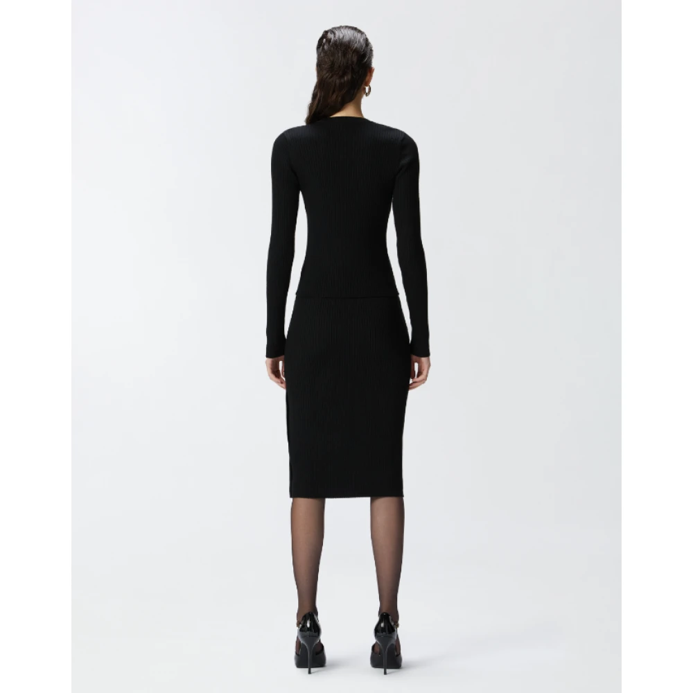 pinko Zwarte wollen trui met ronde hals Black Dames