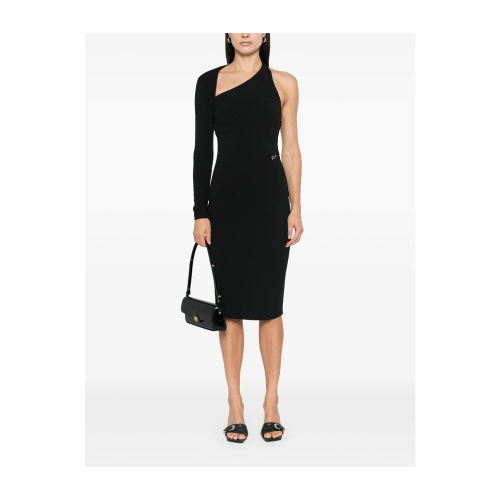 Karl Lagerfeld Lang Zwart EEN Mouw Jurk Black Dames