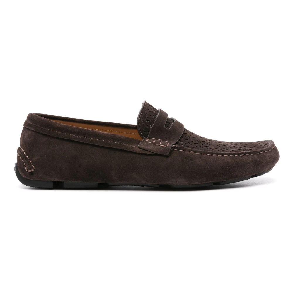 Giorgio Armani Men's Brown Loafers, 11 Uk, Elegant Loafers With Rubber Sole