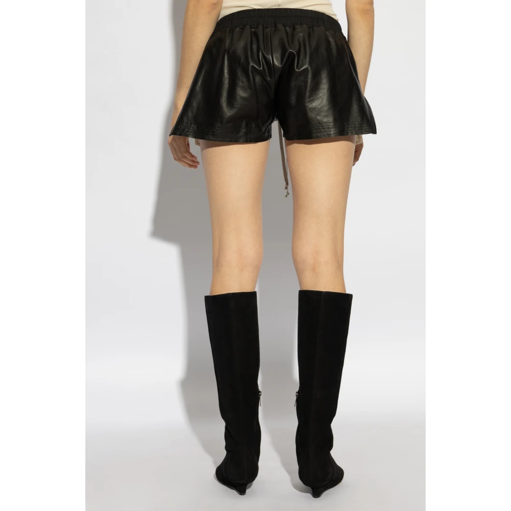 Rick Owens Leren Shorts Fog Black Dames