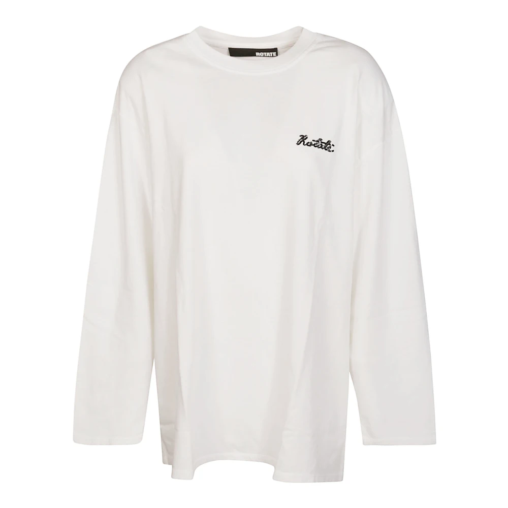 Rotate Birger Christensen Long Sleeve T-Shirt White Dames