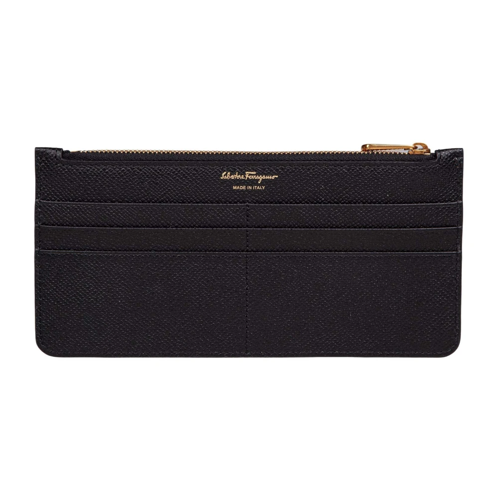 Salvatore Ferragamo Zwarte Kalfsleren Gancini Kaarthouder Black Dames
