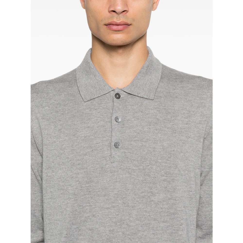 Corneliani Wollen Polo Shirt 3 Knopen Stijl Gray Heren