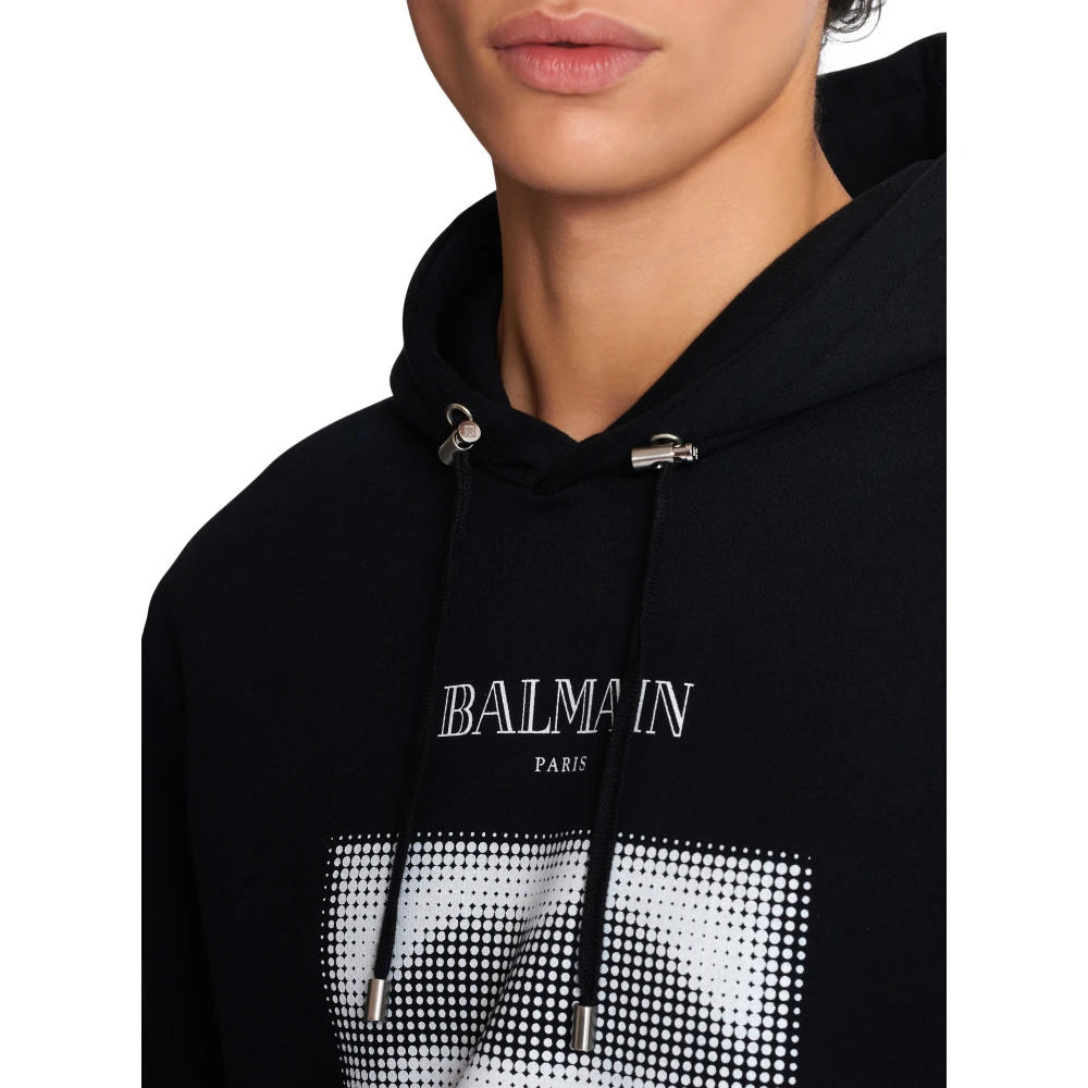 Balmain Hoodie met vintage lippenprint Black Heren