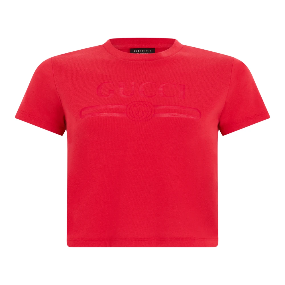 Gucci Red T-Shirts, Female, M, Cotton T-Shirt With Logo
