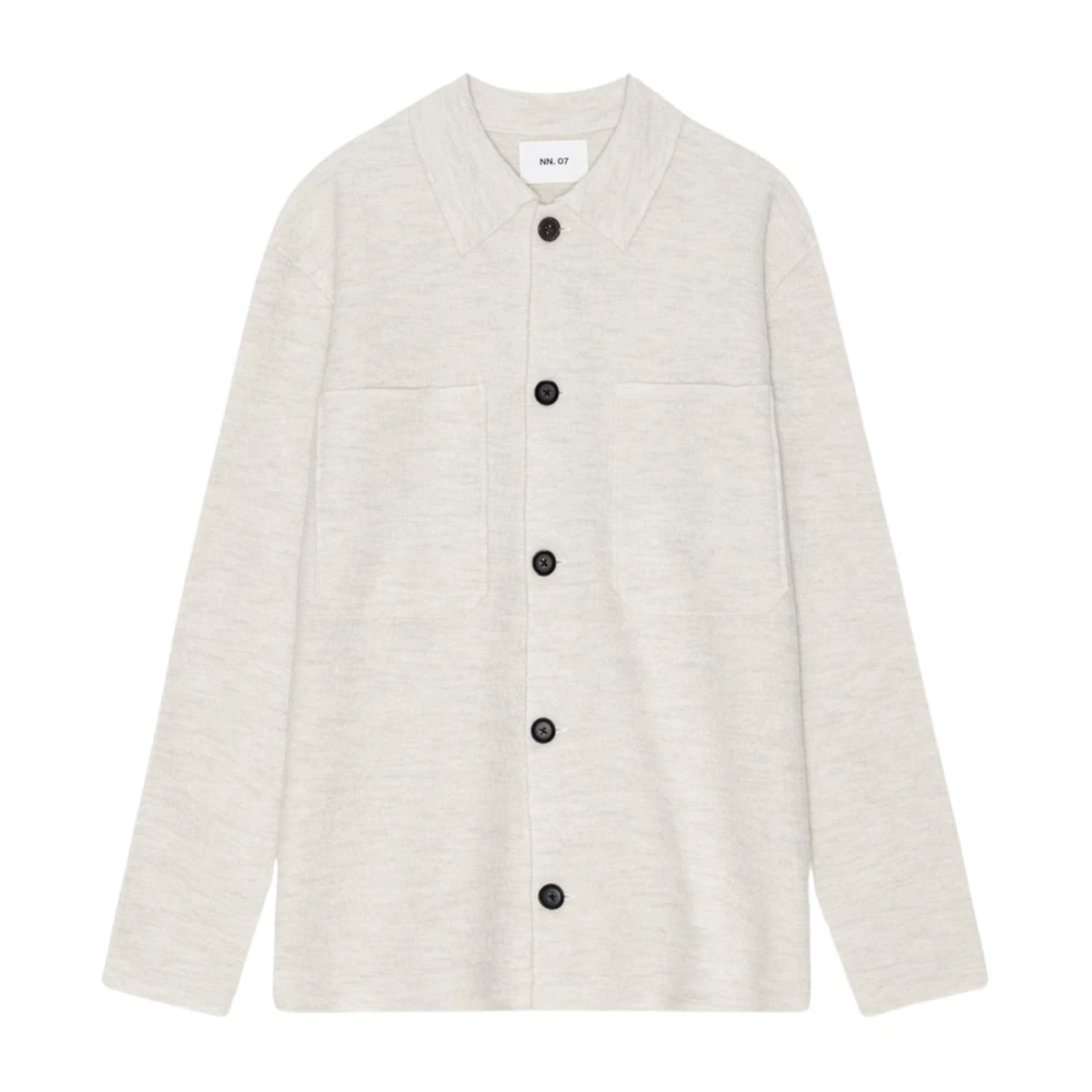 Nn07 Gekookt Merinowol Overshirt Ivoor Beige Heren