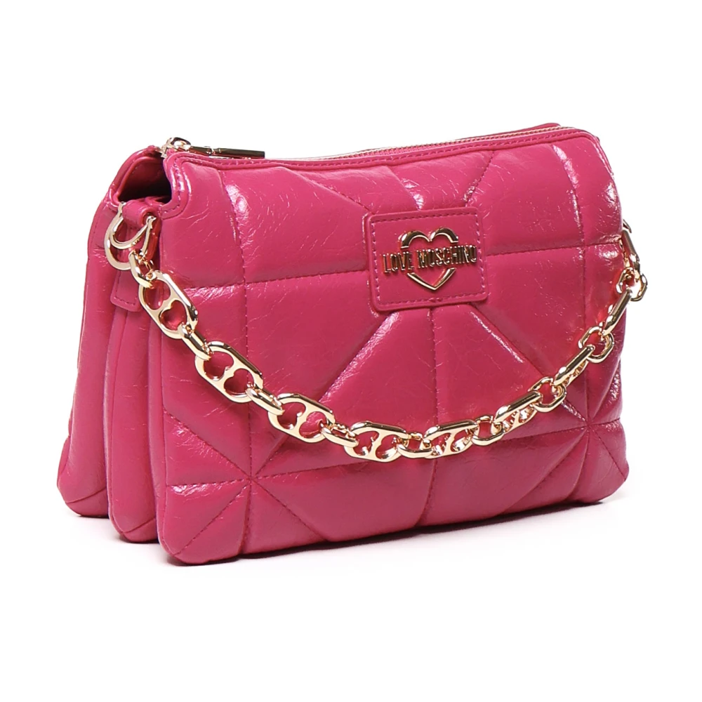 Love Moschino Magenta Geometrisch Gewatteerde Schoudertas Pink Dames