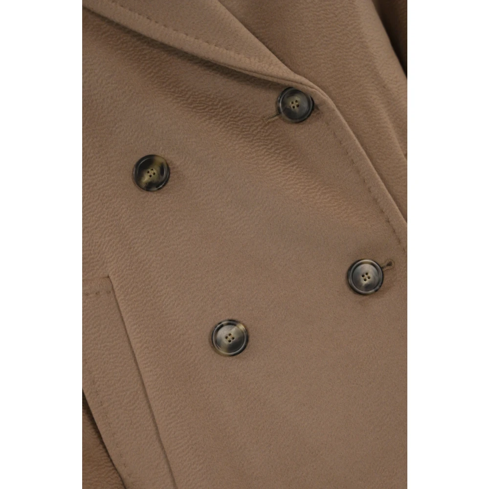 Max Mara Weekend Dubbelbreasted Kamelenwollen Jas Brown Dames