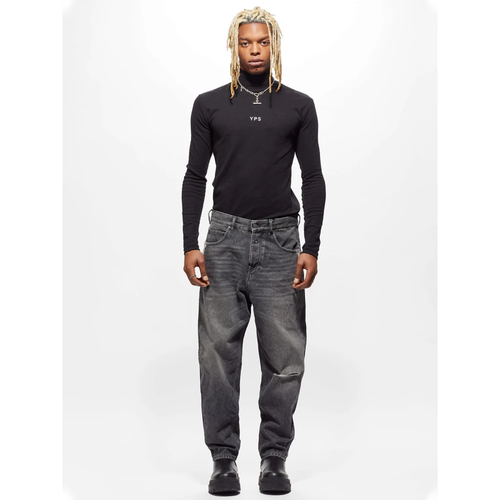Young Poets Ripped Tapered Jeans met Ripped Details Gray Heren