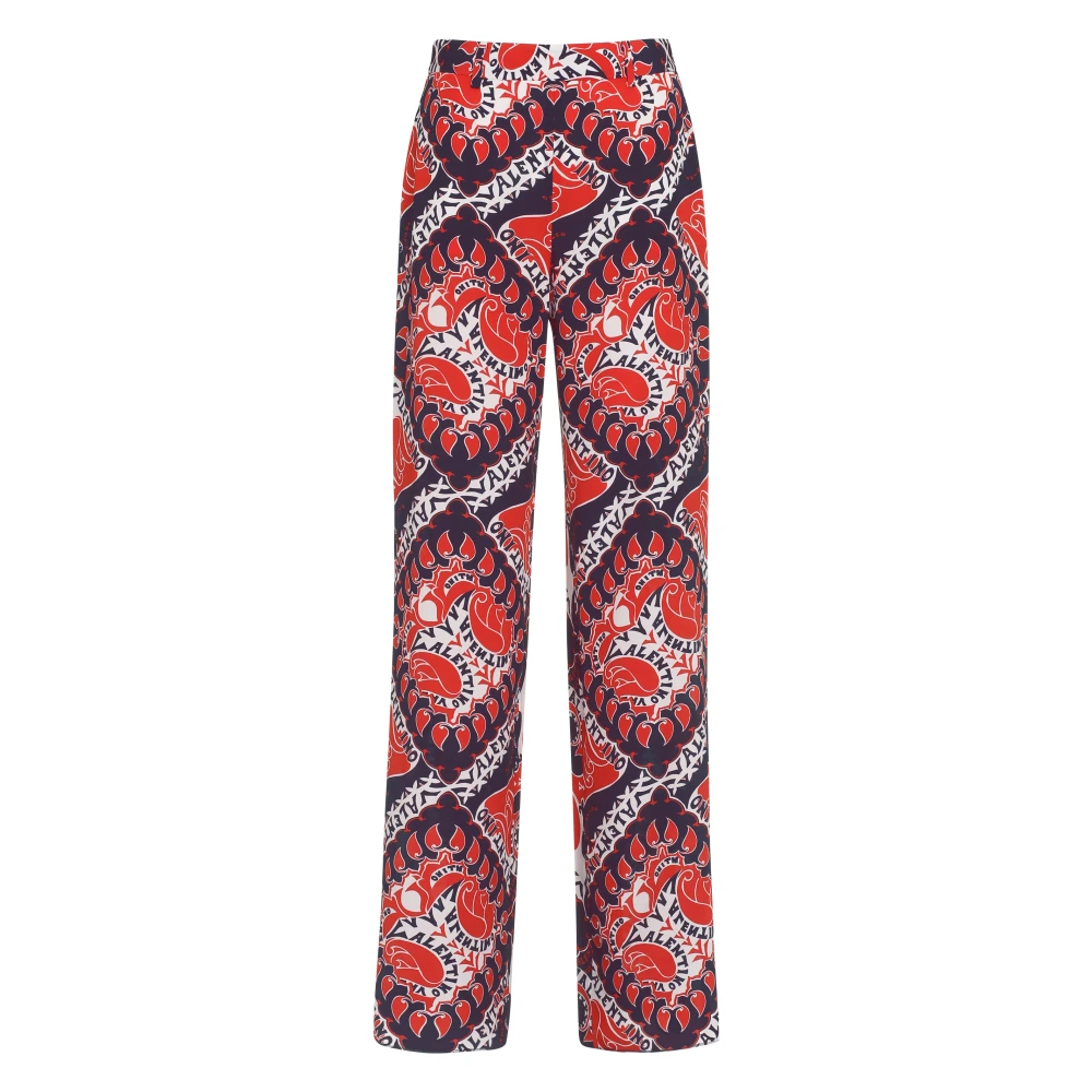 Valentino Zijden Broek All Over Print Multicolor Dames