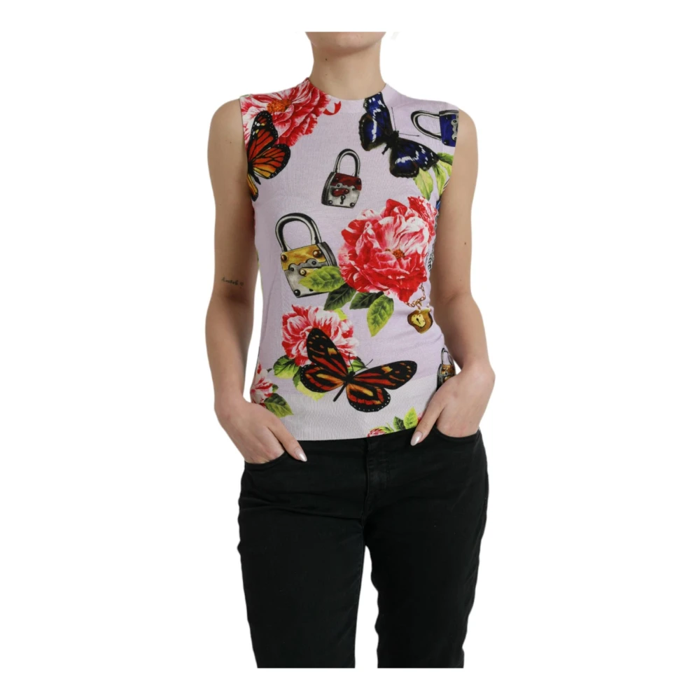 Dolce & Gabbana Women's Butterfly Floral Cashmere Silk Tank Top