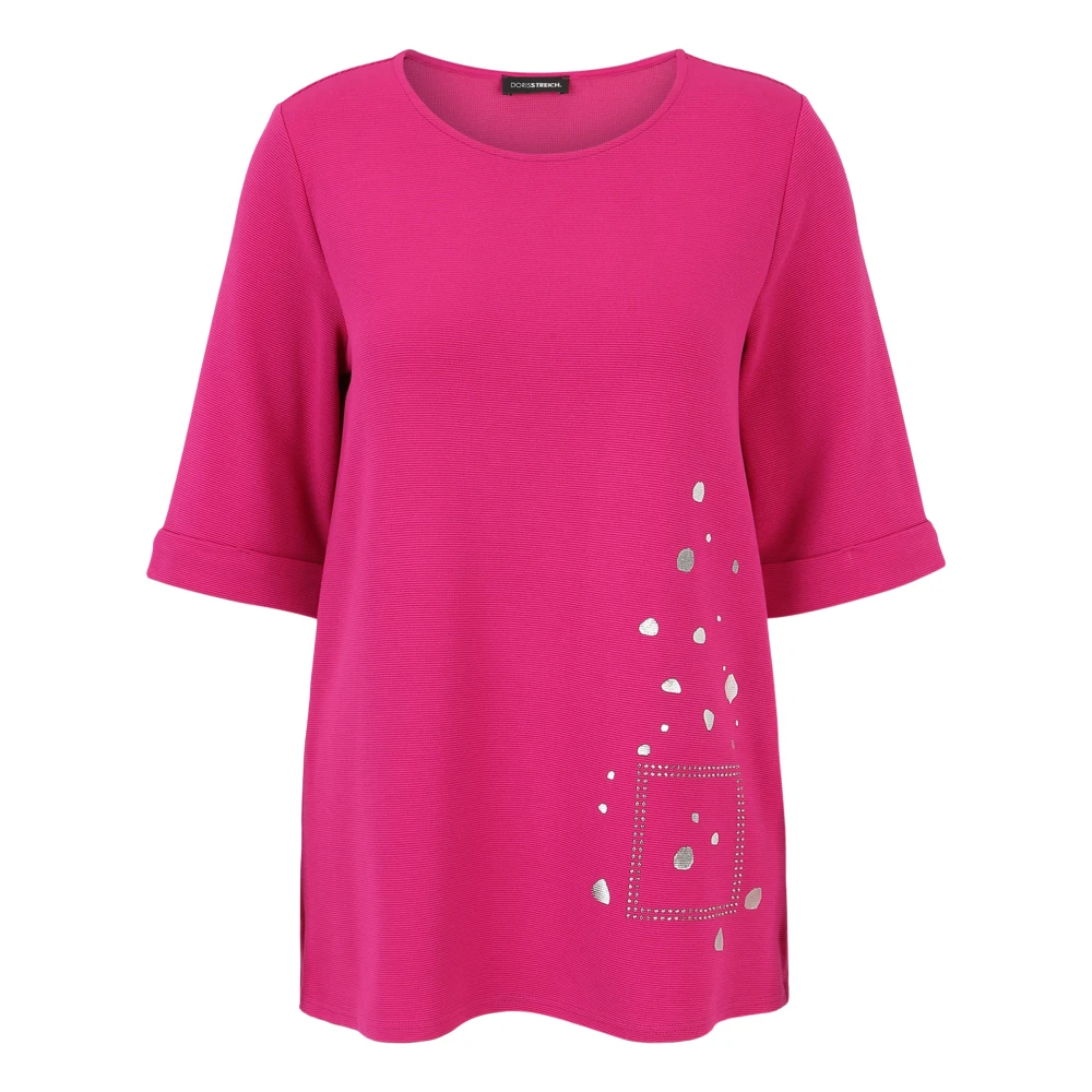 Doris S Lichtgewicht Sweatshirt-Stijl Shirt met Ottoman Stof Pink Dames