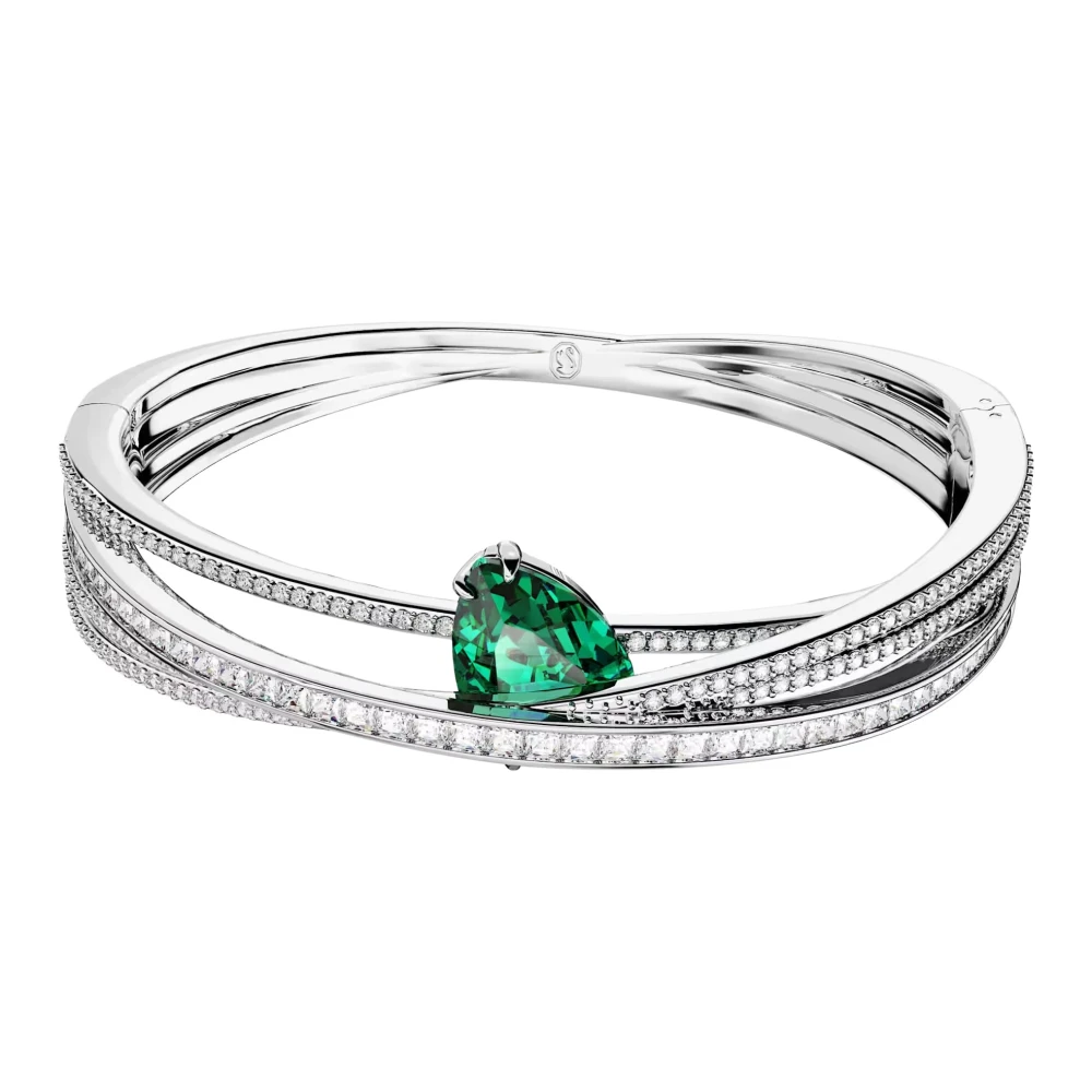 Swarovski Unisex Green Bangle Hyperbola Rhodium-Plated 5665327