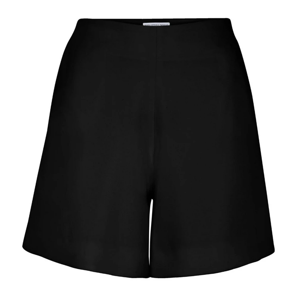 MVP wardrobe Wijd uitlopende hoge taille shorts met zakken Black Dames