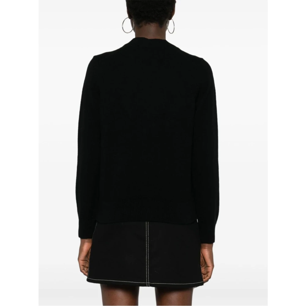 Maison Kitsuné Zwarte Gebreide Baby Fox Patch Vest Black Dames