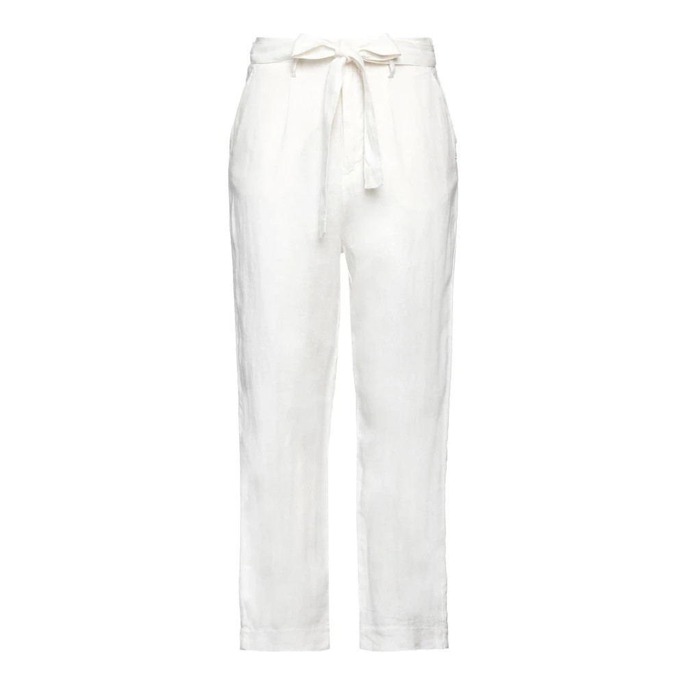 YES ZEE Witte Linnen Broek met Strikceintuur White Dames