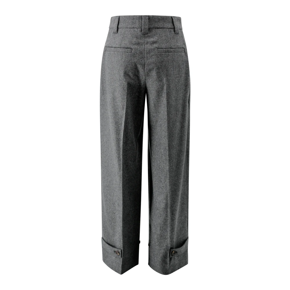 BRUNELLO CUCINELLI Grijze Wol Geplooide Broek Gray Dames