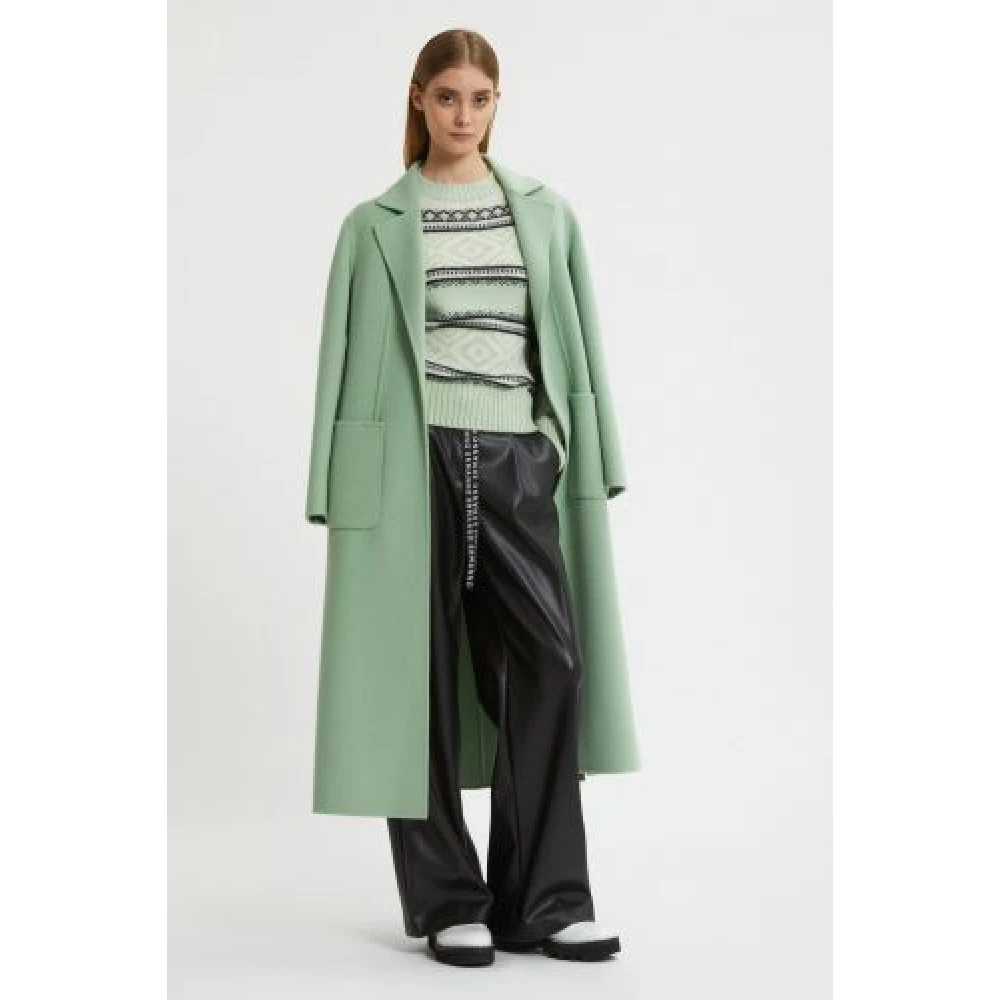 Ermanno Scervino Groene Wollen Jas Dubbele Stof Green Dames