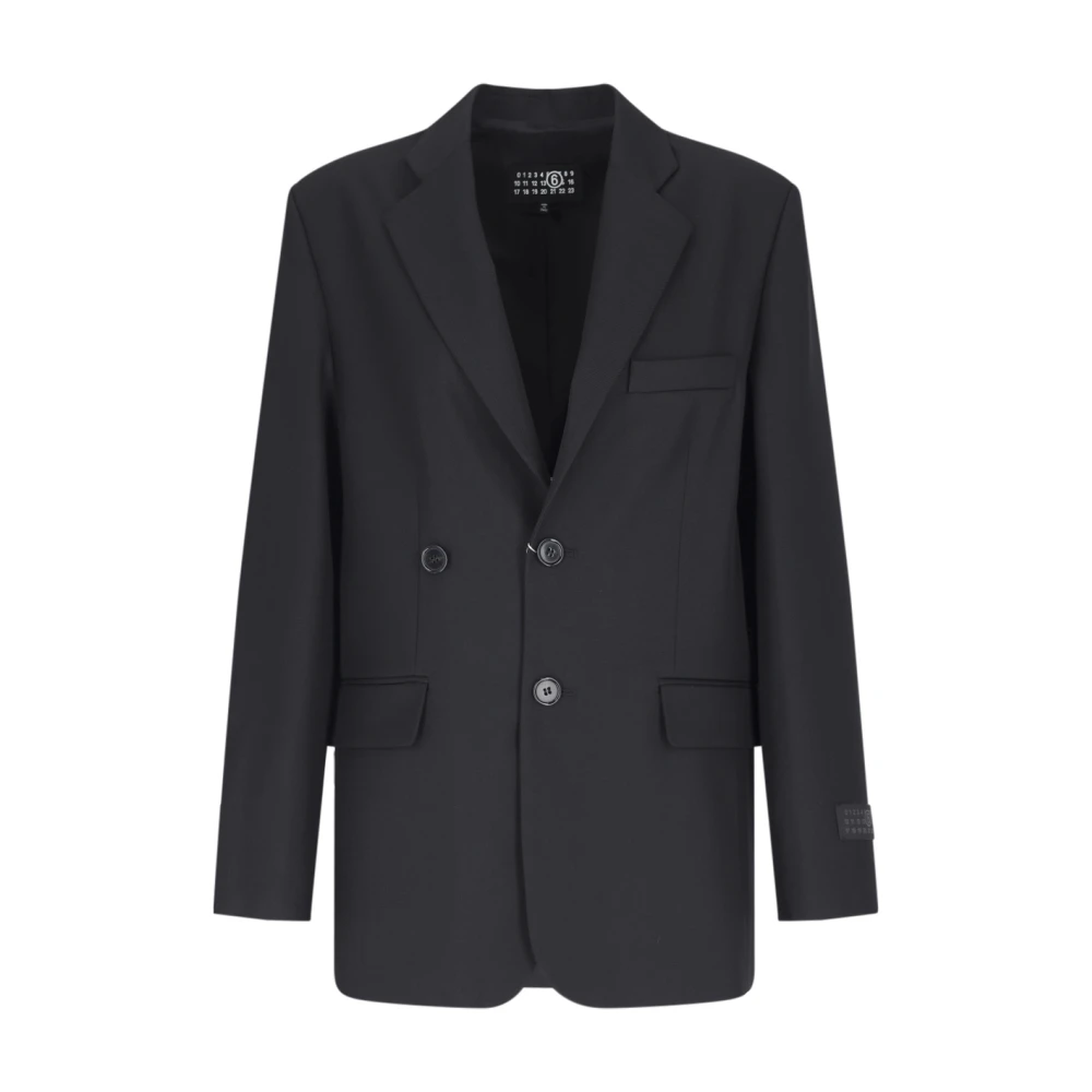 MM6 Maison Margiela Zwarte wollen blend blazer met klassieke revers Black Dames