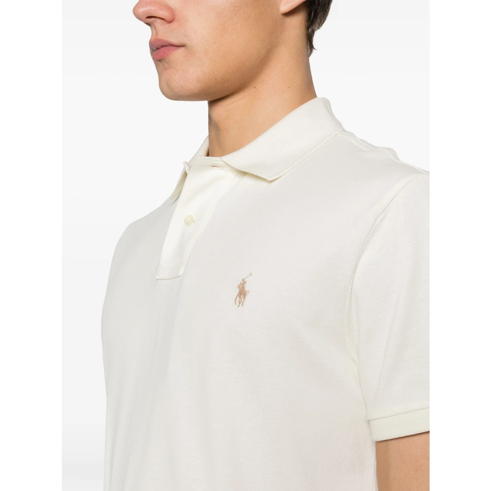 Polo Ralph Lauren Aangepaste Slim Fit Katoen Mesh Polo White Heren