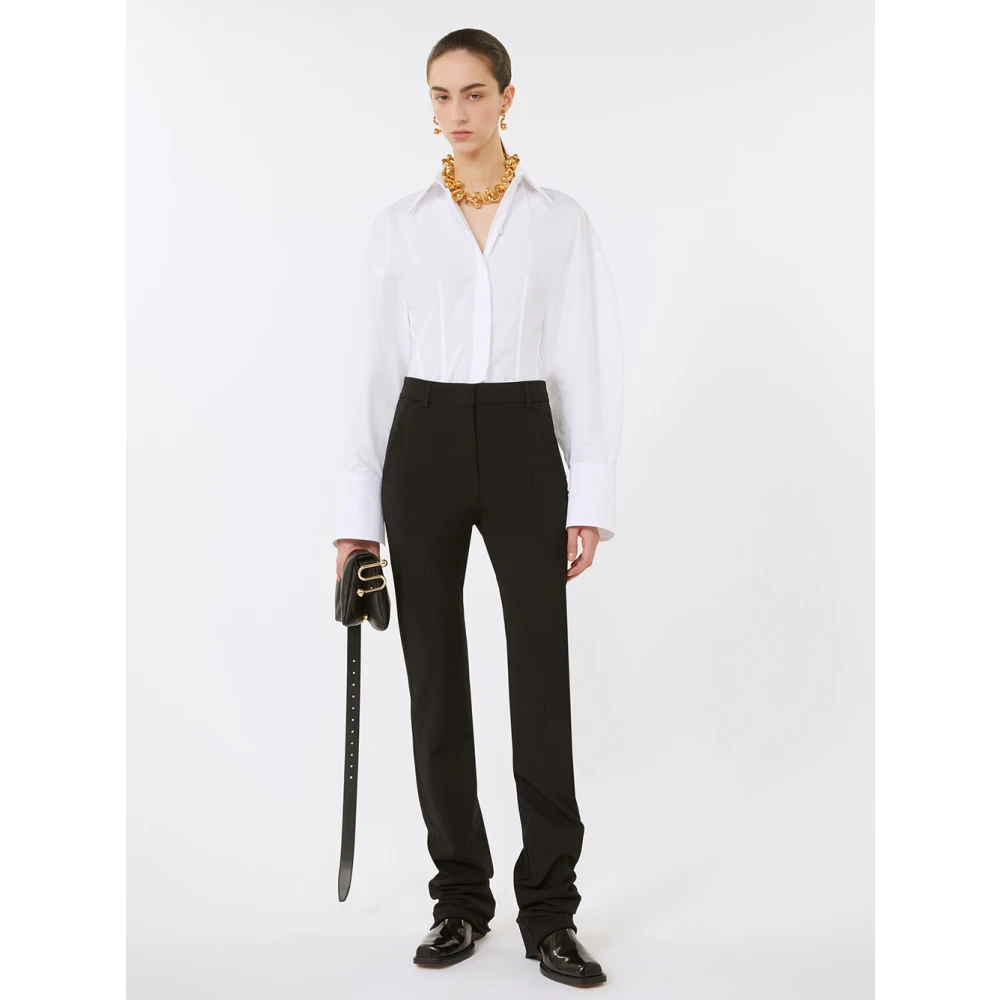 SPORTMAX Oversized Wit Shirt met Zichtbare Stiksels White Dames