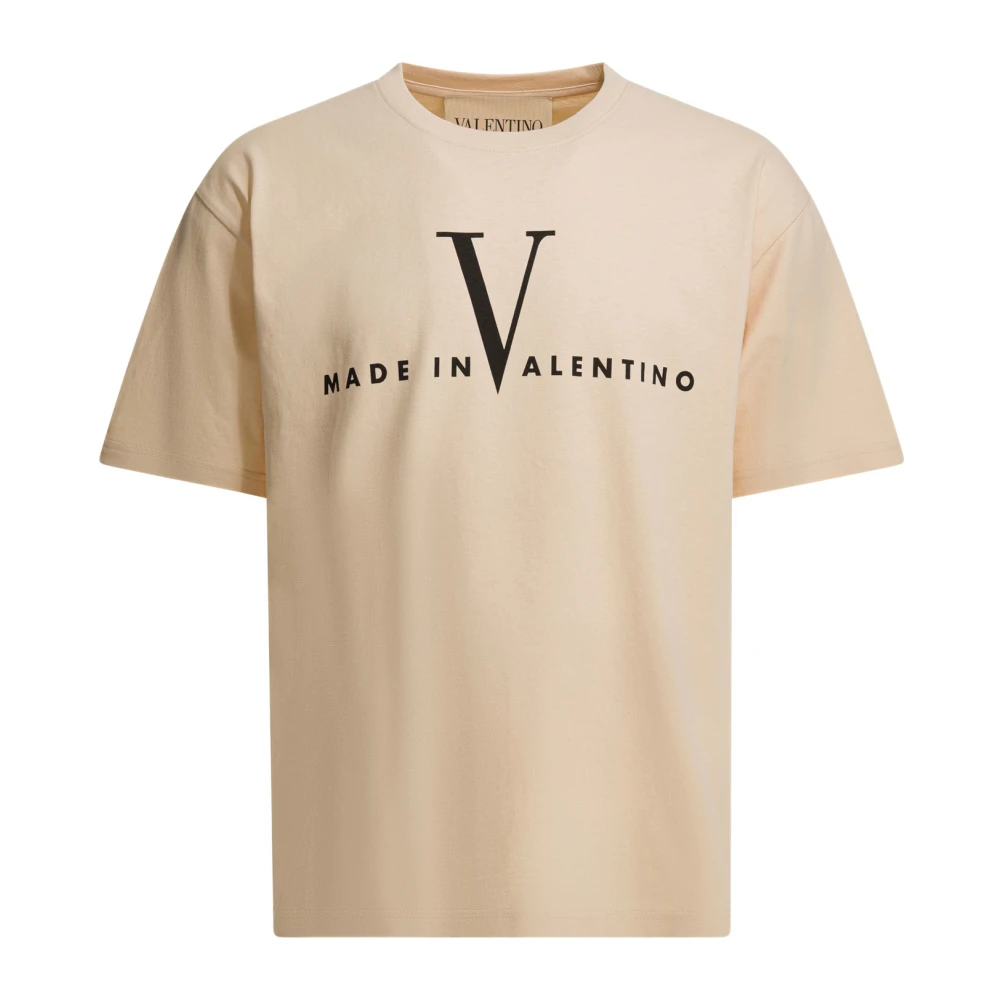 Valentino Men's Yellow Cotton T-Shirt With Made In Print