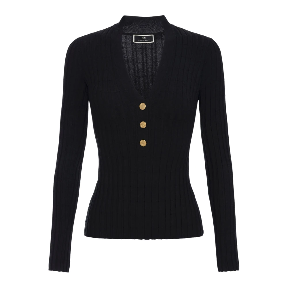 Elisabetta Franchi Stijlvolle Gebreide Top voor Vrouwen Black Dames