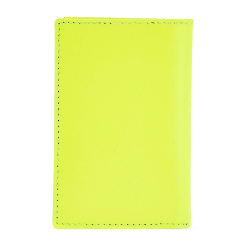 Comme des Garçons Fluorescerend Geel Compact Leren Portemonnee Yellow Dames