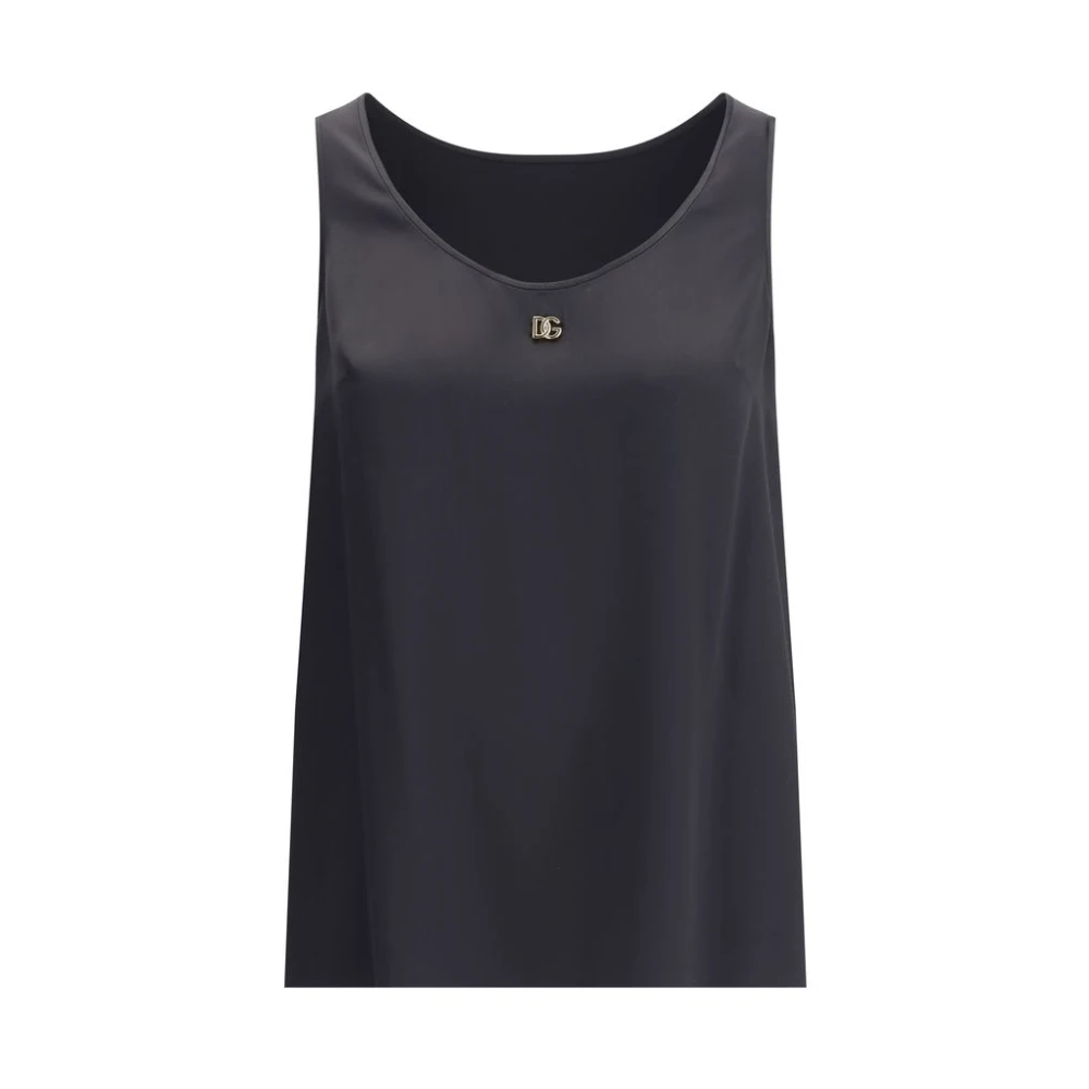 Dolce & Gabbana Women's Black Silk Sleeveless Top