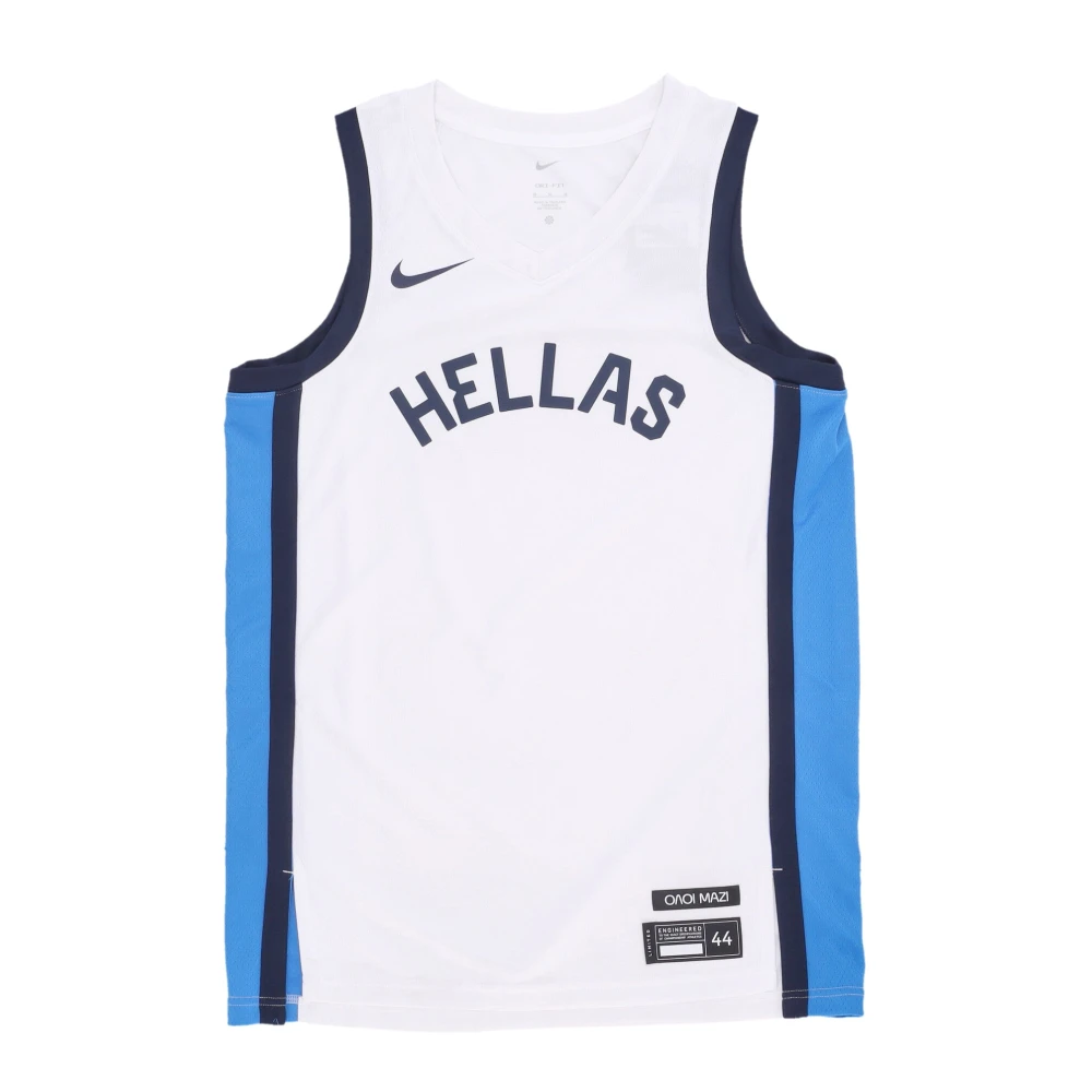 Nike Men's Multicolor Training, Xl, Greece Basketball Tank Top White/Blue