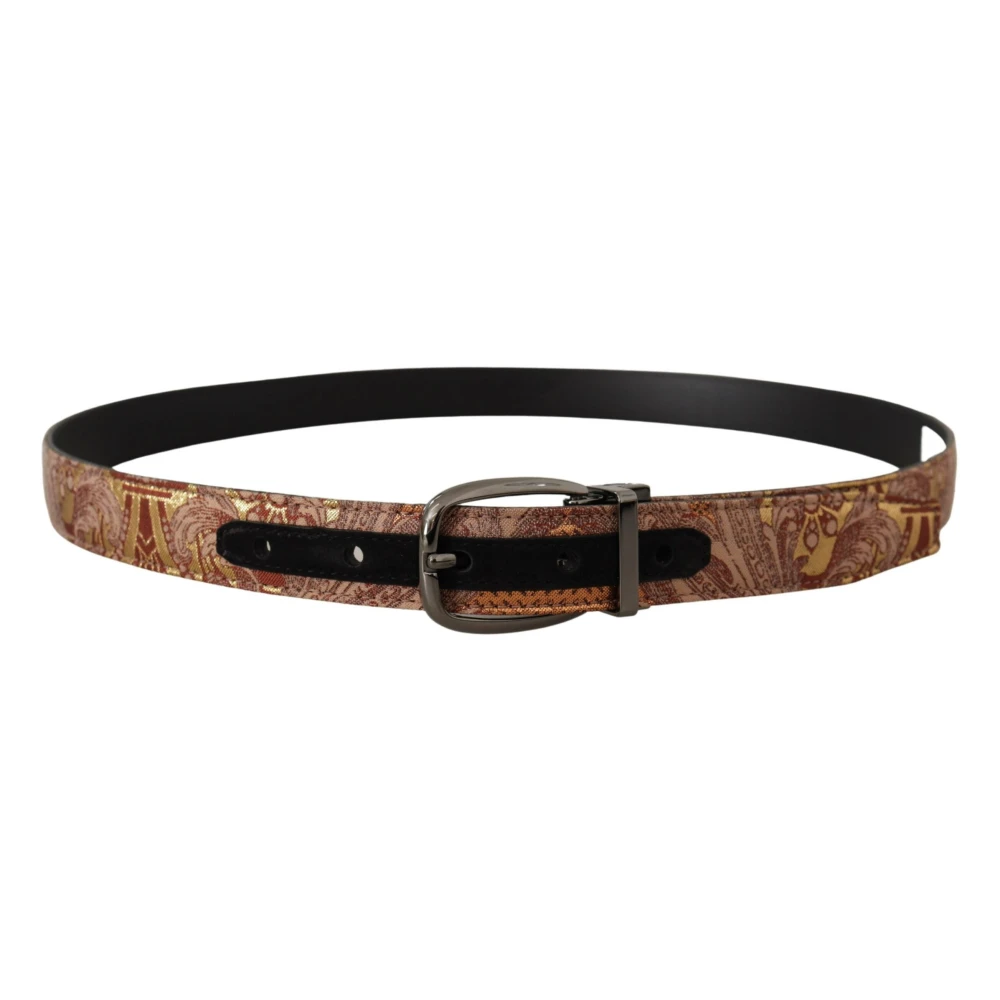 Dolce & Gabbana Unisex Embossed Leather Metal Buckle Belt