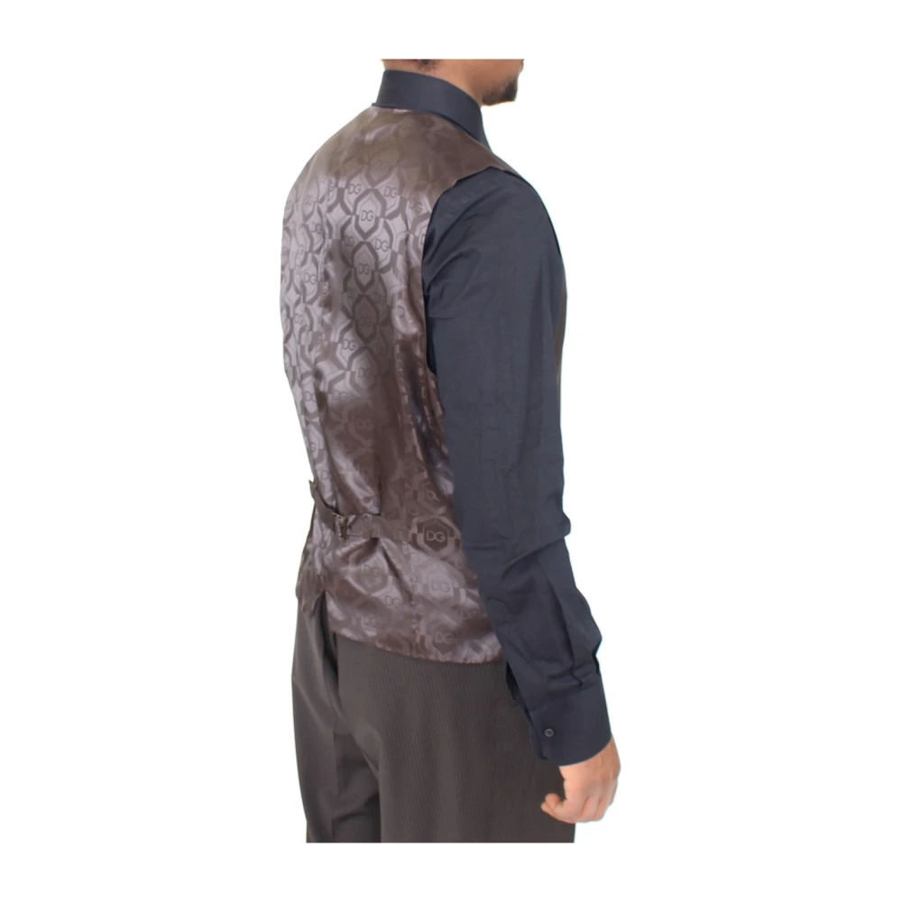 Dolce & Gabbana Gestreepte wollen jurkvest Brown Heren