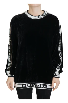 Black Velvet Crewneck Pullover Sweater