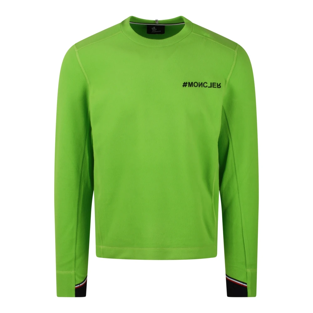 Moncler Fleece Sweatshirt met reliëf logo Green Heren