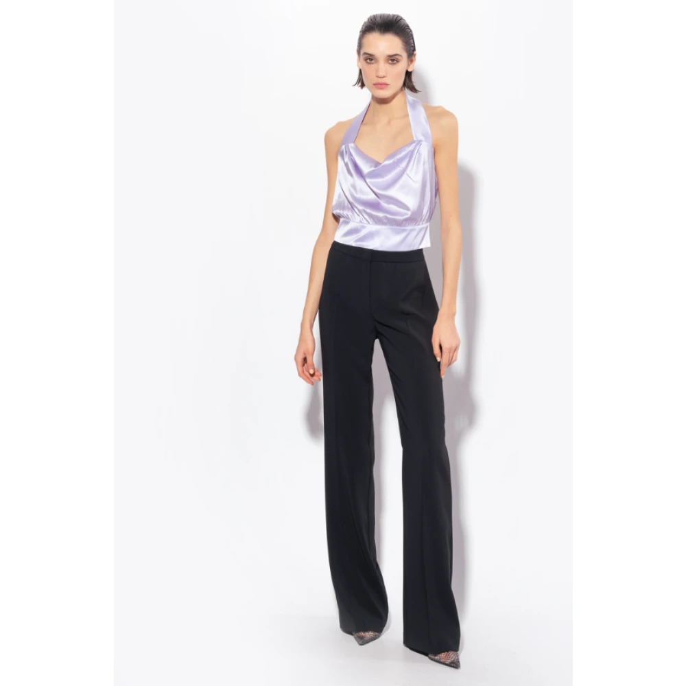 pinko Wijde Pijp Zwarte Broek Black Dames