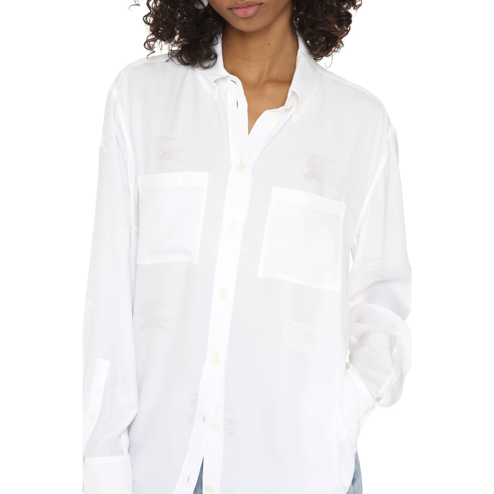 Burberry Zijden Shirt met Nacre Knopen White Dames