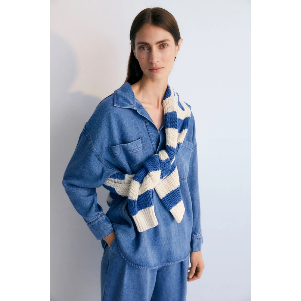 The New Society Micenas Vrouw Shirt Mid Blue Denim Blue Dames