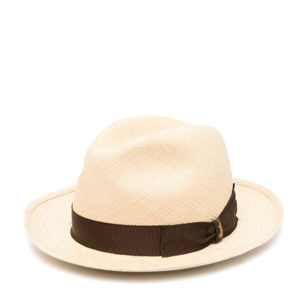 Borsalino Natuurlijke strohoed met middelgrote rand Beige Heren