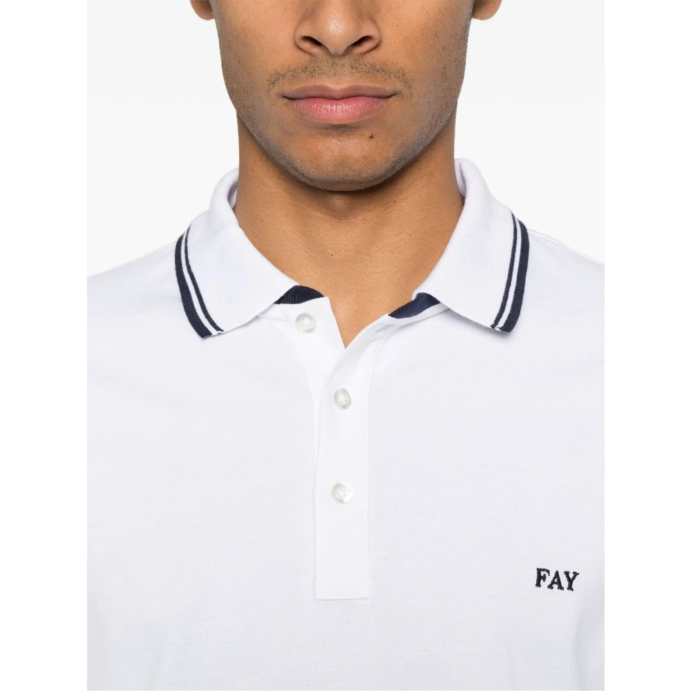 Fay Wit Katoenen Poloshirt met Logo White Heren
