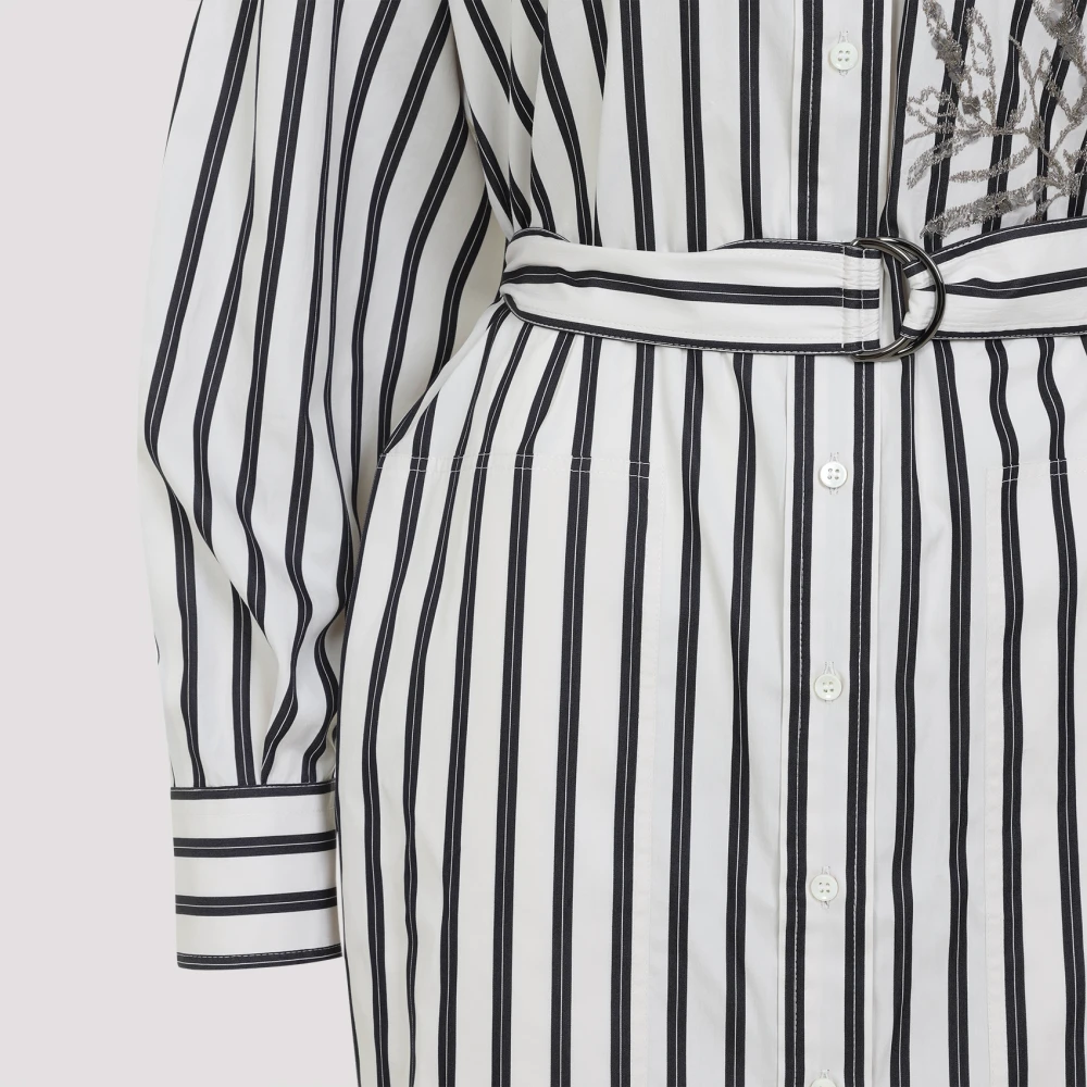 BRUNELLO CUCINELLI Witte Katoenen Jurk Elegante Stijl Black Dames