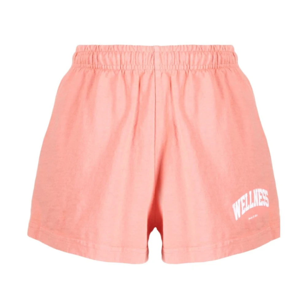 Sporty & Rich Zalmroze Slogan Geborduurde Disco Shorts Pink Dames