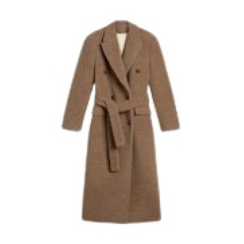 Golden Goose Women's Brown Belted Coats, Xs, Journey Double-Breasted Coat With Detachable Belt