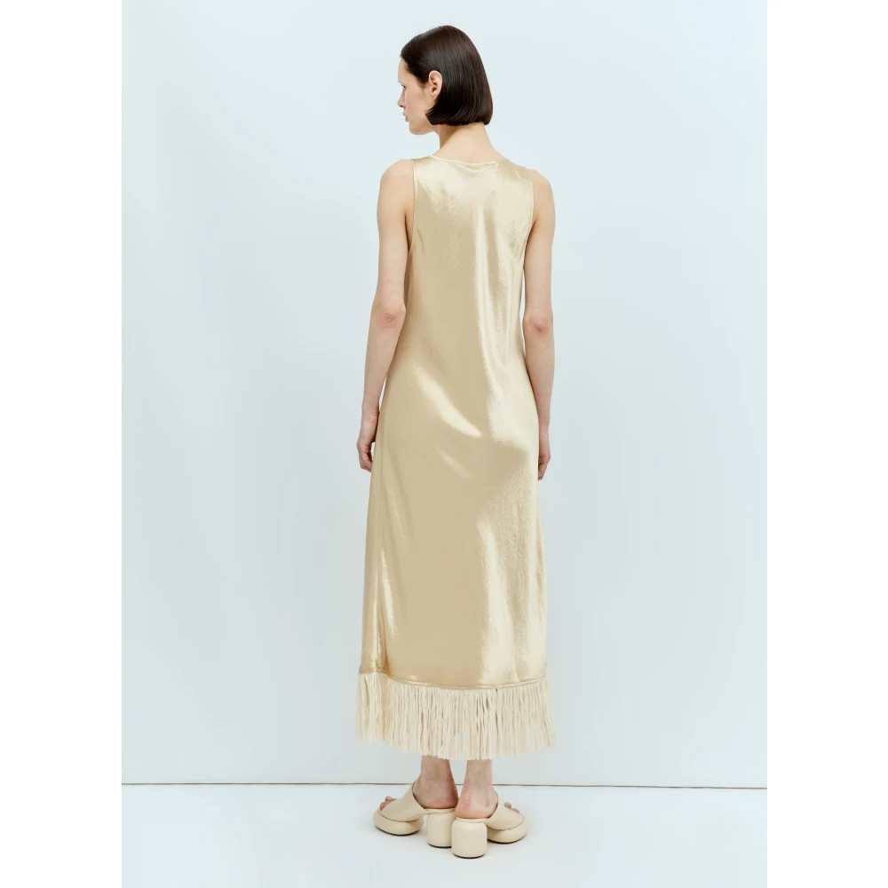 Song for the Mute Satin Fringe Tank Jurk Beige Dames