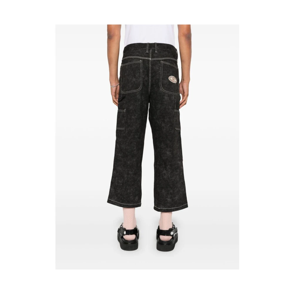 Honor The Gift Zwarte Acid Wash Flared Geknipte Broek Black Heren
